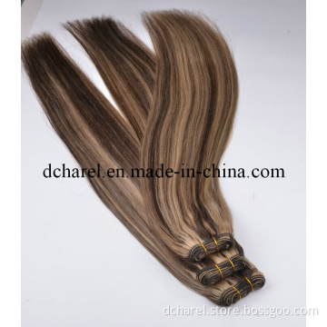 Straight Remy Virgin Blonde Human Hair Weave with Highlight